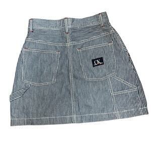 Vintage 90s Calvin Klein Jeans Aline cargo mini skirt blue/ white striped  sz 6